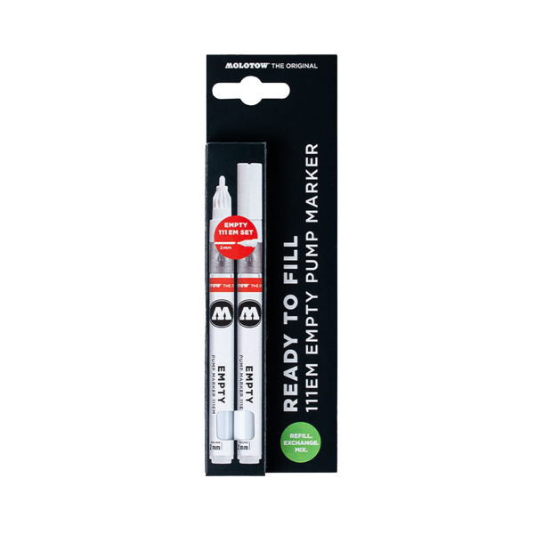 Molotow 111EM Empty Marker 2 mm With Refill Extension 2 Set