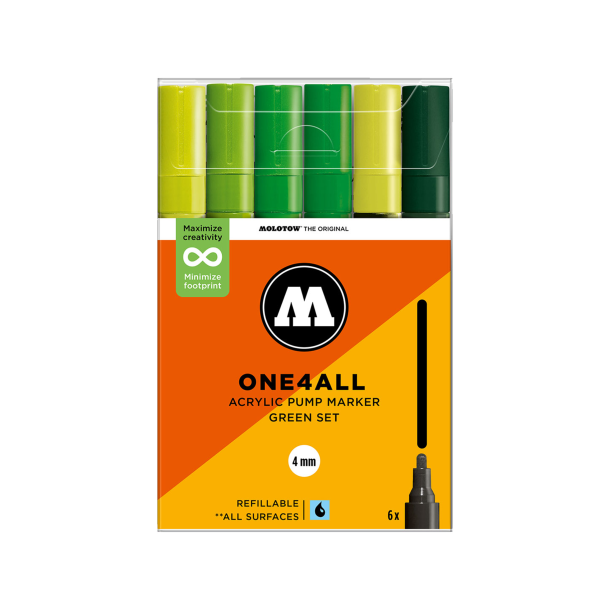 Molotow One4All 227 Green Set - 4mm 6.Stk