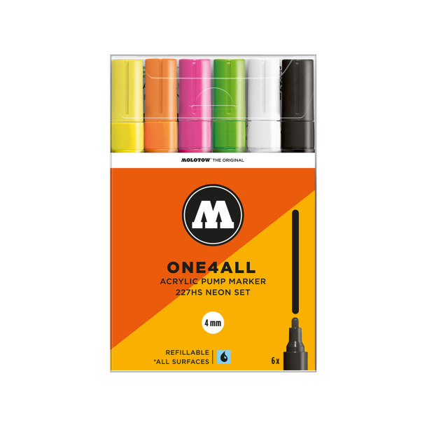 Molotow One4All 227hs Neon Set - 4mm 6.Stk