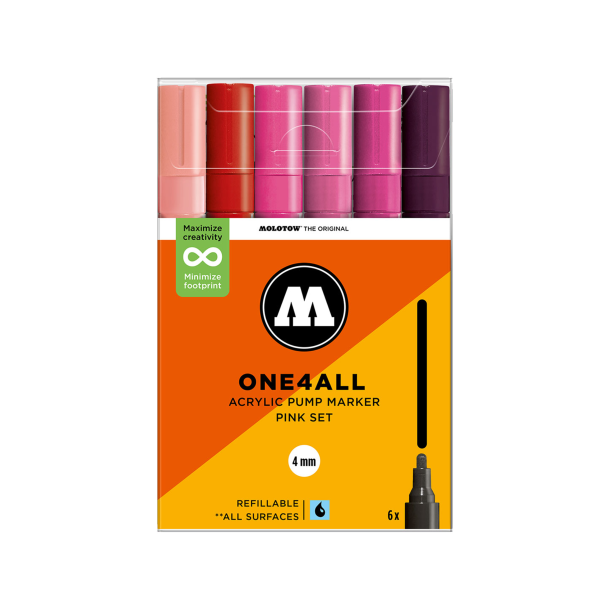 Molotow One4All 227hs Pink Set - 4mm 6.Stk