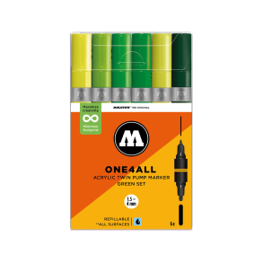 Molotow One4All Acylic Twin Green Set - 1,5-4mm 6.Stk