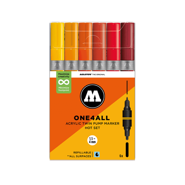 Molotow One4All Acrylic Twin Hot Set - 1,5-4mm 6.Stk