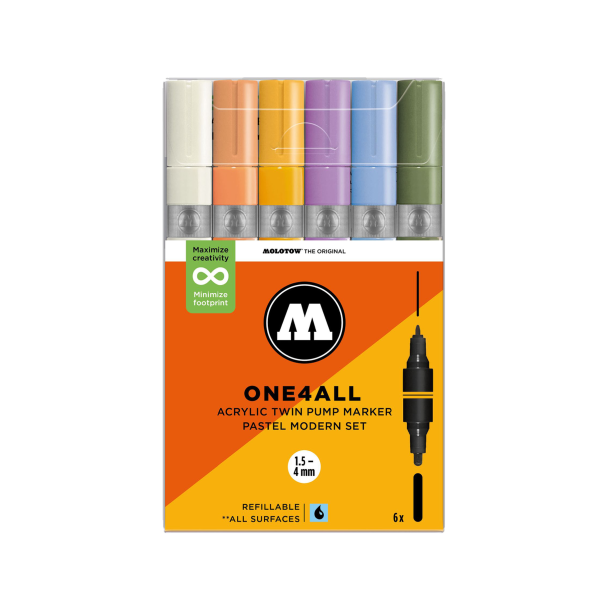 Molotow One4All Acrylic Twin Pastel Modern Set - 1,5-4mm 6.Stk