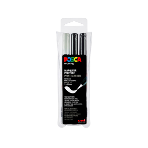 Posca Corner Etui PCF-350 3stk Sort og Hvid