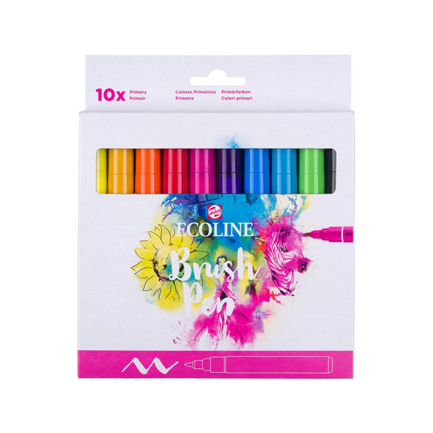 Talens Ecoline Brush Pen 10stk Primary Colors