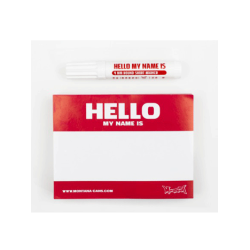 Hello My Name Is Stickers Red, 100stk med Marker