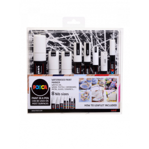 Posca Marker 8 Nib Sizes Hvid